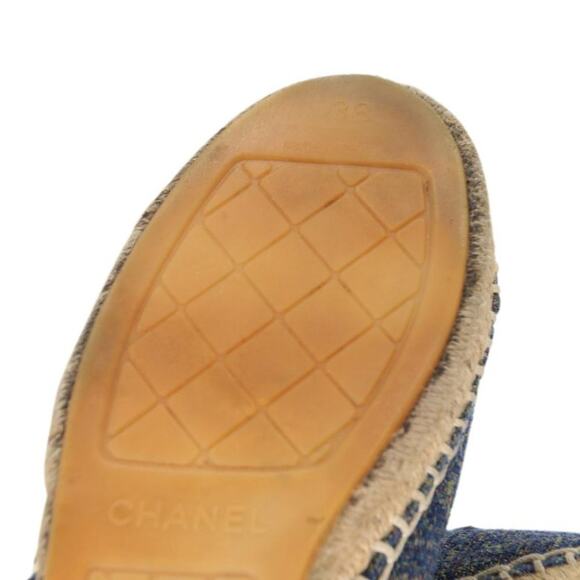 Chanel Espadrille 38 Wool Blue Tweed Cap Toe Cc Sandals CC-S0207P-C038 - Picture 11 of 11